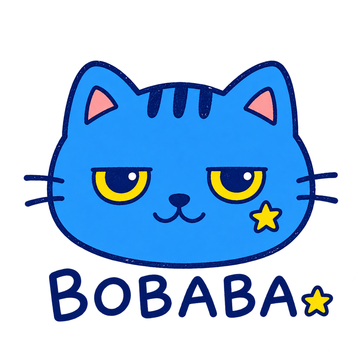 Bobaba the Wise Cat — blue cat portrait with yellow cheek star