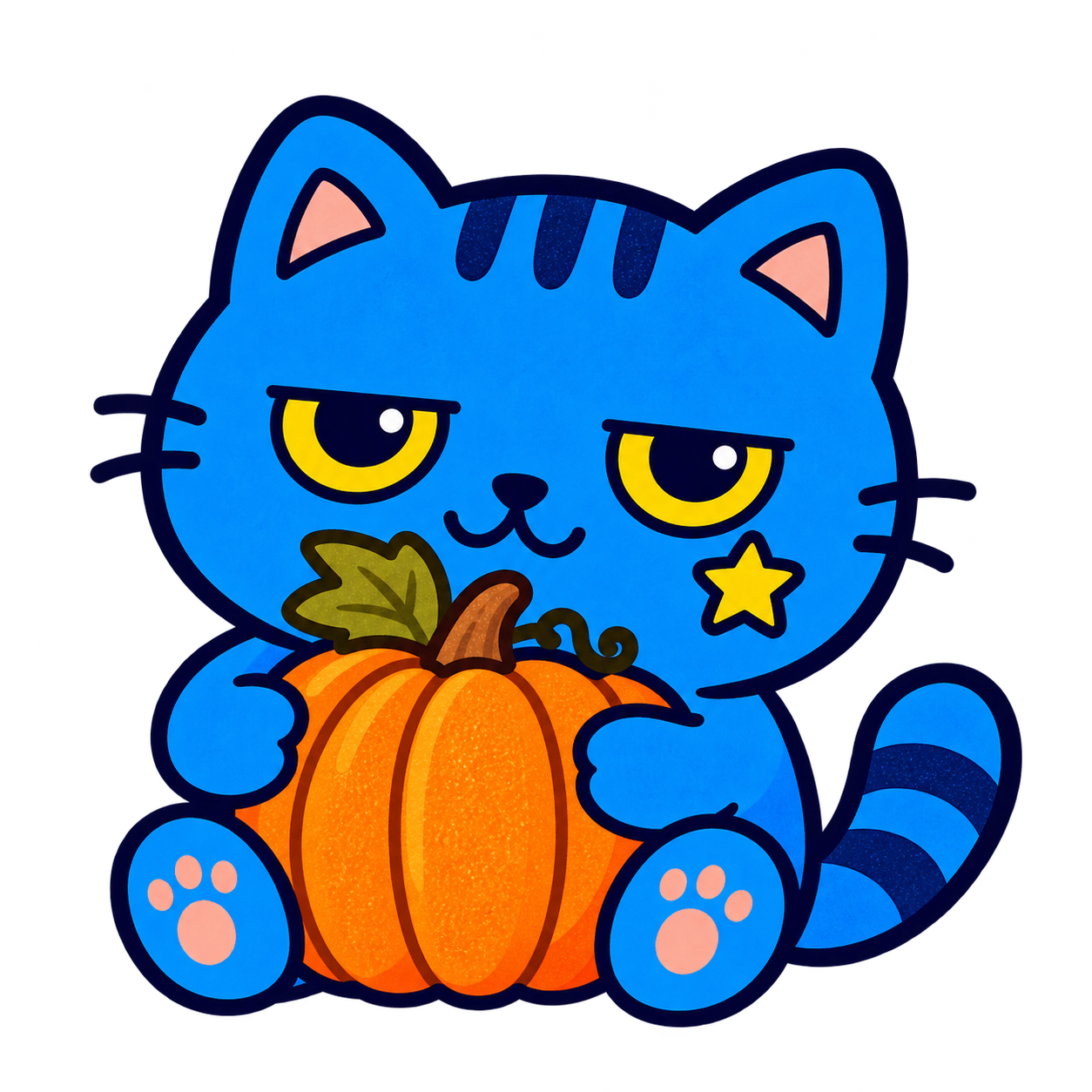 Bobaba hugging an orange pumpkin